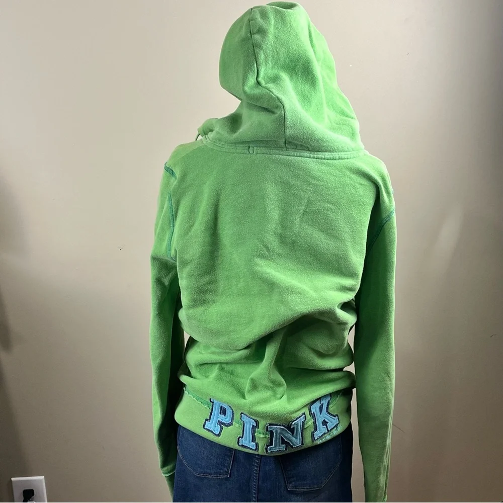 Vintage Y2K Lime Green Pink By Victoria’s Secret Hoodie Size Medium - Picture 4 of 7